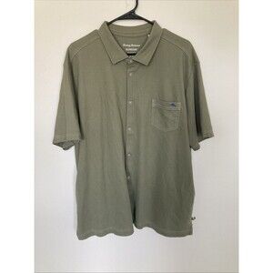 Tommy Bahama Island Zone Camp  Shirt Blue Men's XXL Sage Green
